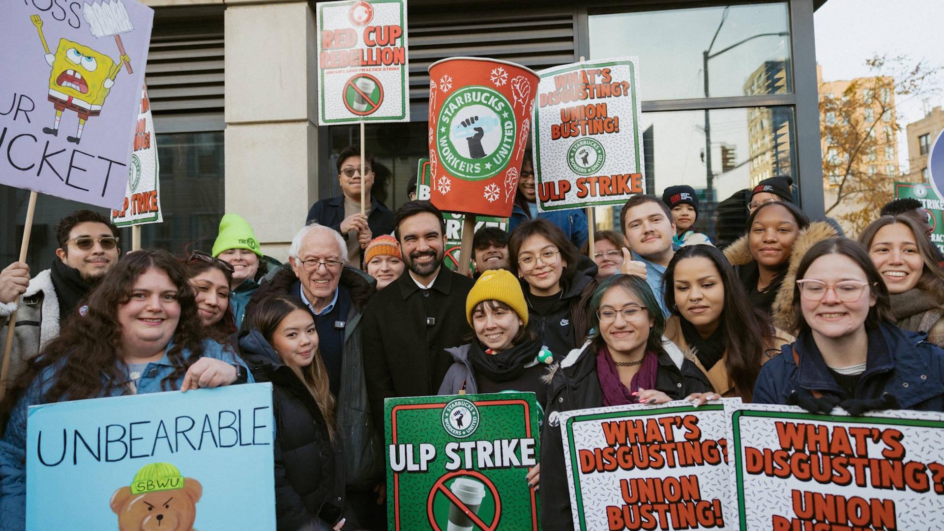 “This Is a Union Town”: Zohran Mamdani &amp; Bernie Sanders Join Striking Starbucks Workers’ Picket