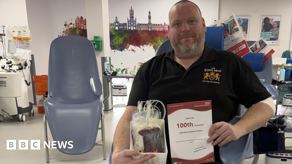 Well-liked pub landlord celebrates 100th blood donation on his 43rd birthday, helping to save countless lives without asking for anything in return.